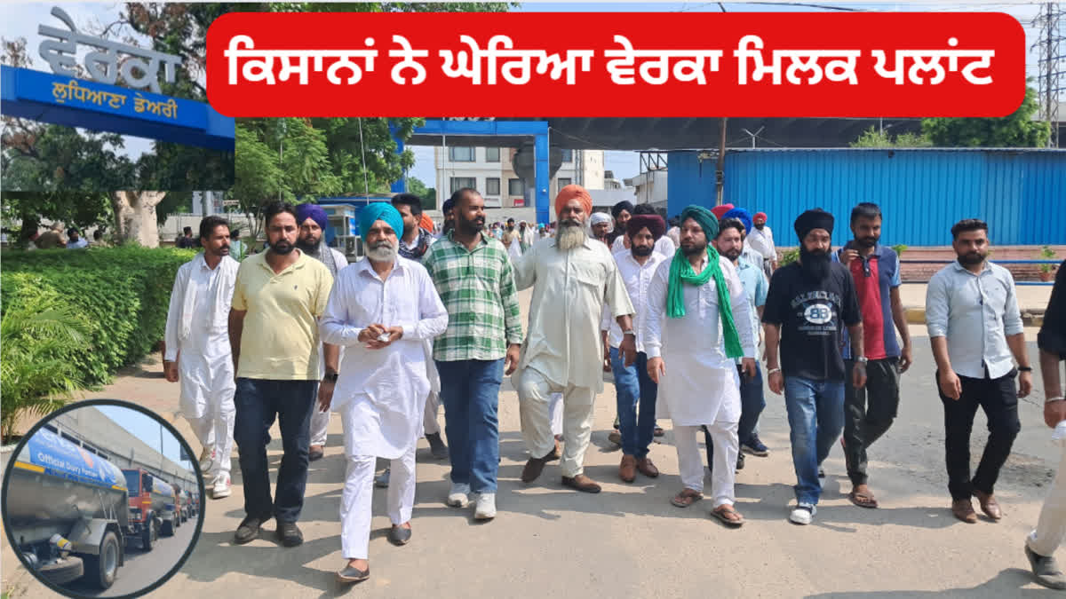 Fed up with the arbitrariness of Verka's management, milk producers surrounded the Ludhiana Verka milk plant.