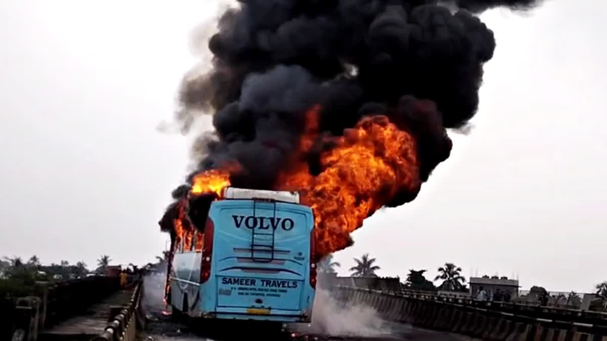 FIRE IN PRIVATE BUS