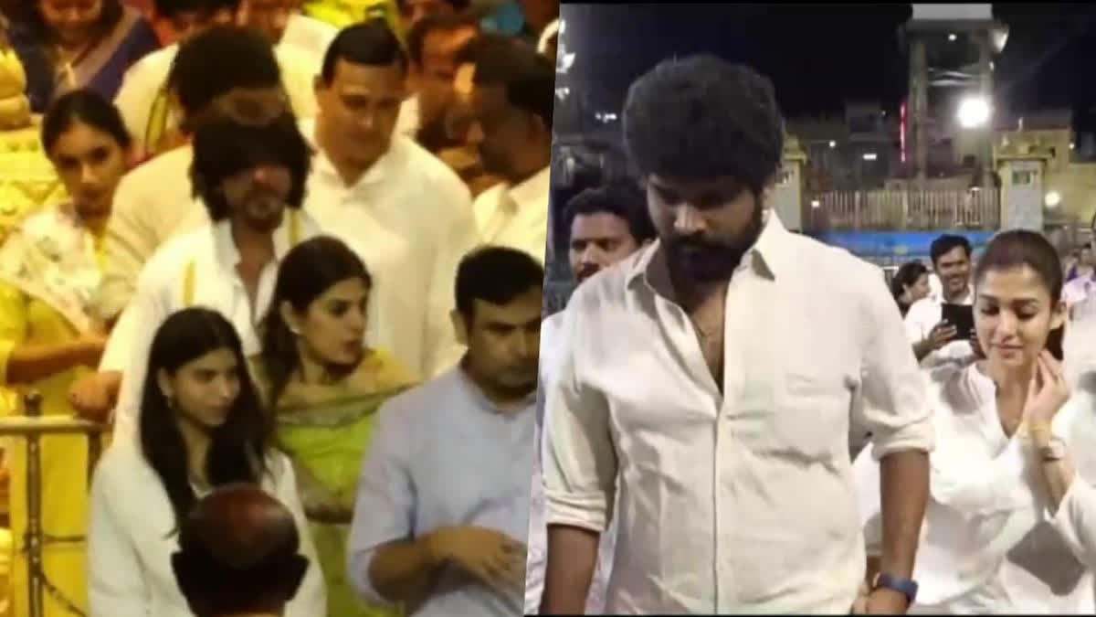 WATCH: Ahead of Jawan release, SRK offers prayers at Tirupati temple with Suhana, Nayanthara