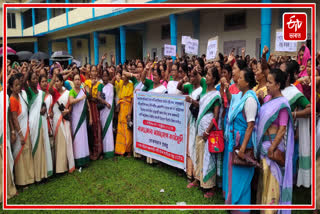 Anganwadi worker-helper strike in Kokrajhar