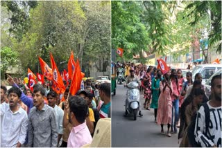 Akhil Bharat Vidyarthi Parishad workers protested.