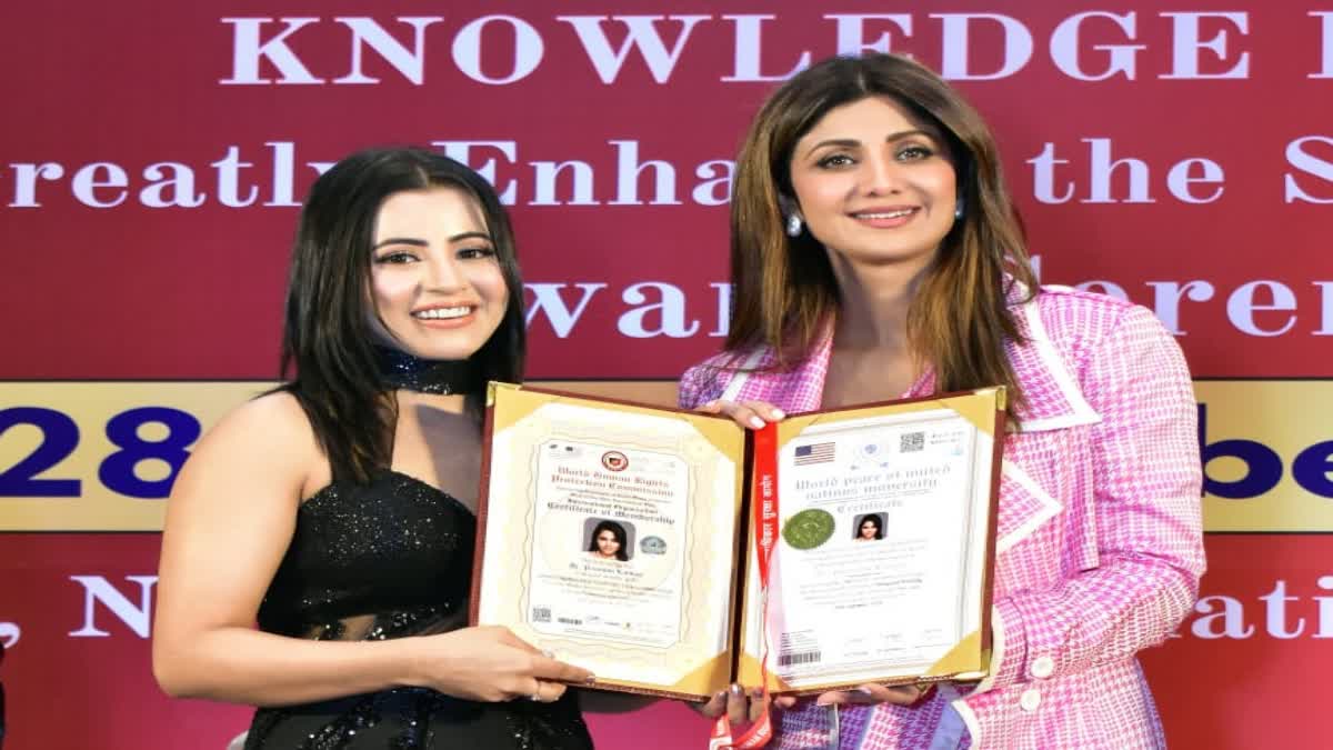 bollywood actor shilpa shetty presents honorary doctorate degree to assams rising star poonam lahkar