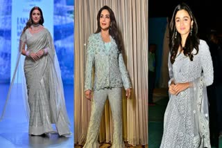 celebrity inspired dresses for colour Grey for day 3 of navaratri