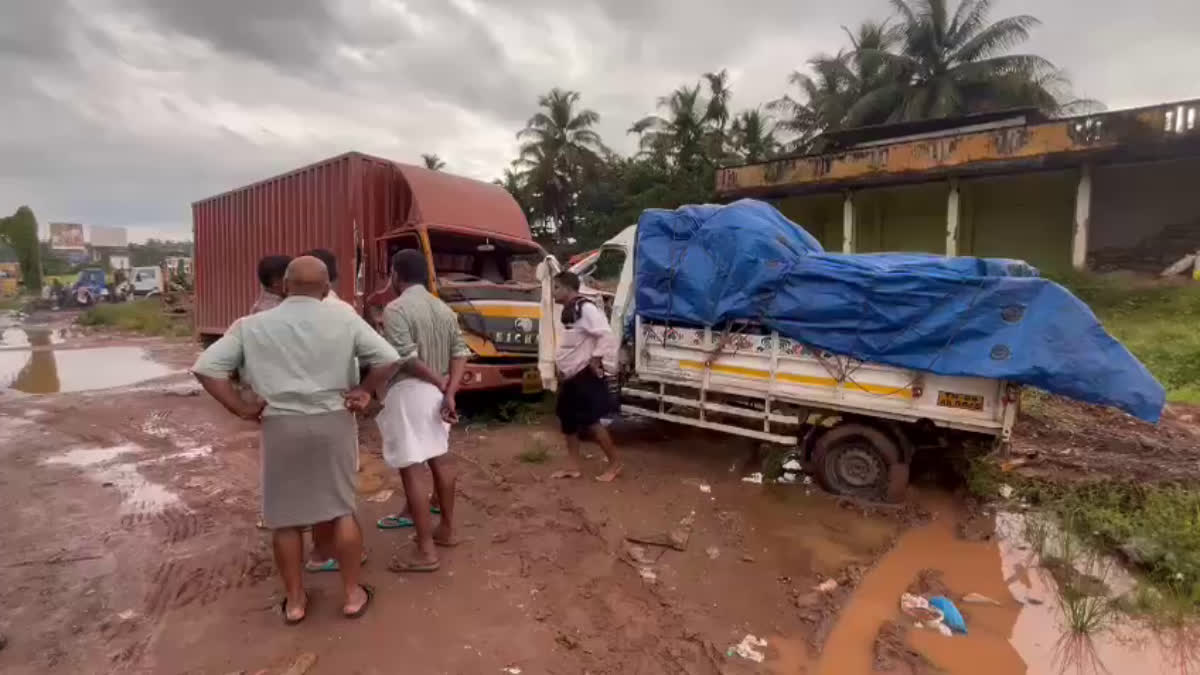 accident  Vadakara accident  vadakara mini lorry accident  kozhikode Accident news  mini lorry collided with car and van  വാഹനാപകടം  മിനിലോറി കാറിലും പിക്കപ്പ് വാനിലും ഇടിച്ചു  വടകര അപകടം  വടകരയിൽ മിനിലോറി ഇടിച്ച് ഒരു മരണം  കരിമ്പനപാലത്ത് വാഹനാപകടം