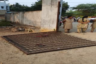 The fallen main gate of the school in Hyderabad