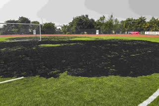 A fire broke out on the turf football ground at the Vidyadhar Nagar Stadium. Reports indicate that the fire was caused by fireworks during Diwali, leading to the synthetic grass near one of the goalposts being completely destroyed. This football ground, recognized as the second turf football ground in India, had received approval from FIFA, with the first being in Hyderabad.