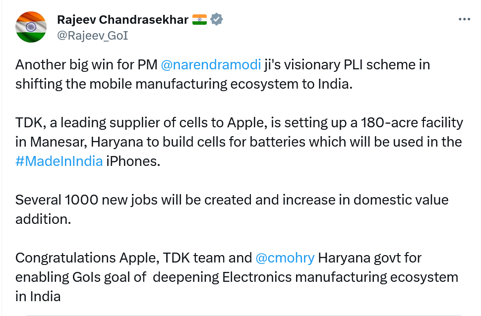 Iphone battery made in Haryana