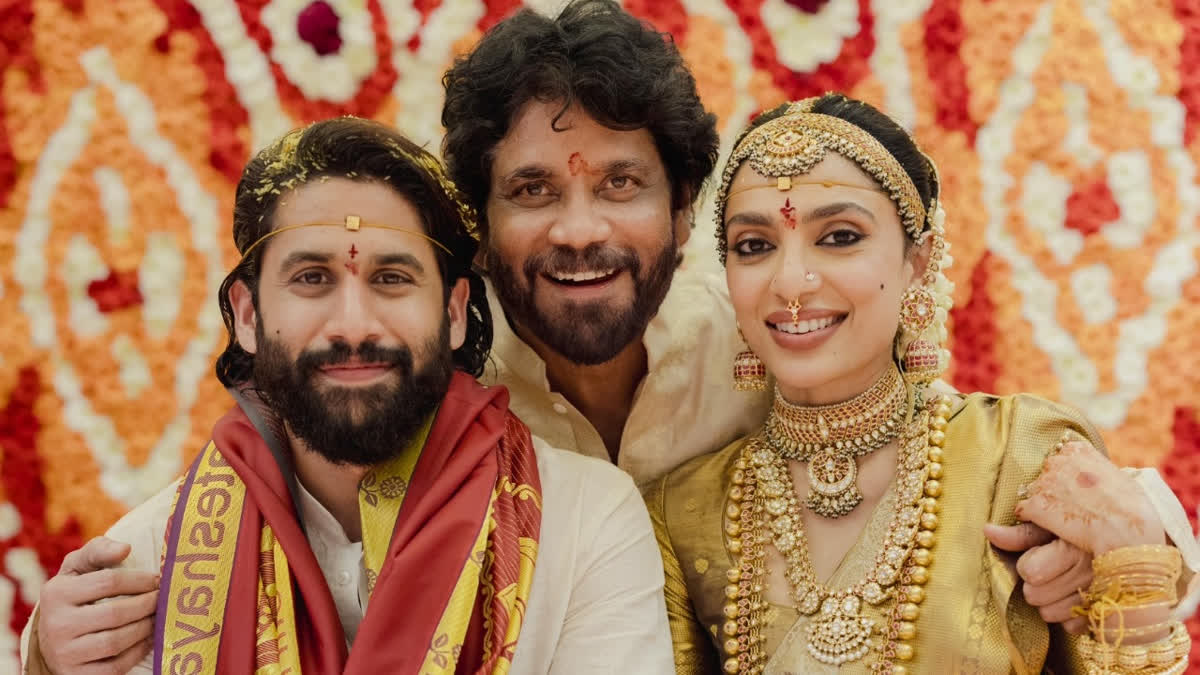 Sobhita Dhulipala with husband Naga Chaitanya and father-in-law Nagarjuna