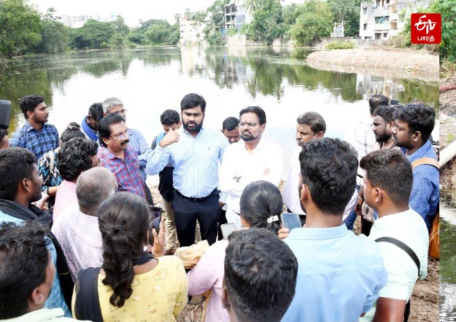 சென்னை மாநகராட்சி துணை ஆணையாளர் சிவ கிருஷ்ணமூர்த்தி பணிகள் குறித்து விவரிக்கும் காட்சி