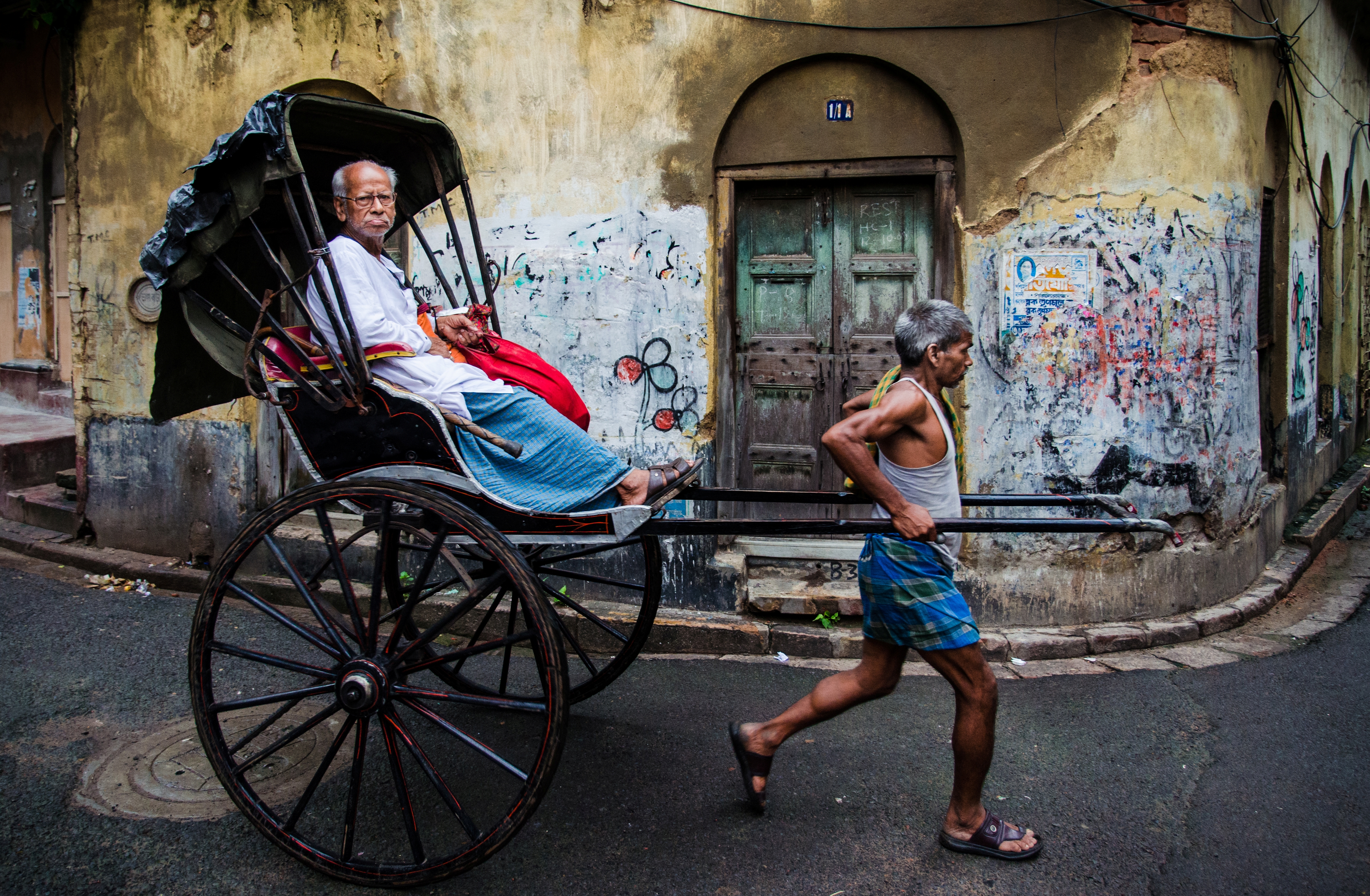 Hand pulled Rickshaws