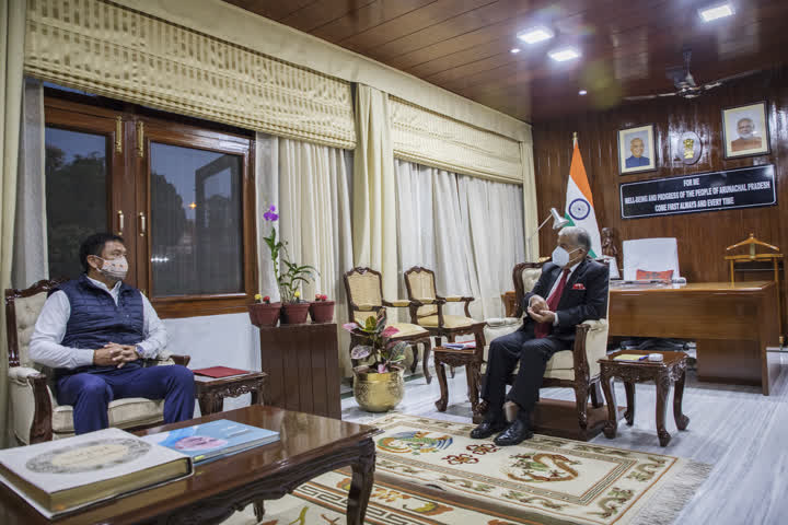 Arunachal CM Pema Khandu visits Halangi Airport 