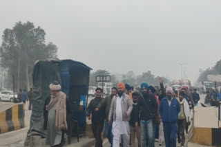 A demonstration was held at the Toll Plaza Kala Jhar on the Bathinda Chandigarh National Highway at District Sangrur.