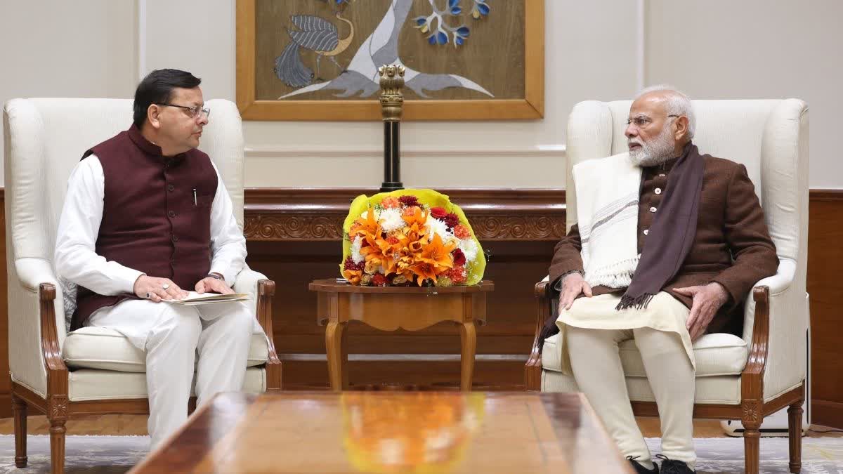 Chief Minister pushkar dhami met Prime Minister narendramodi in Delhi