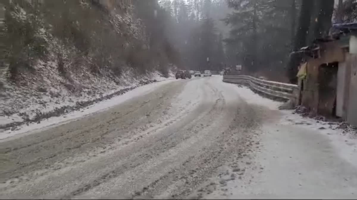 नारकंडा में शुरू हुई बर्फबारी