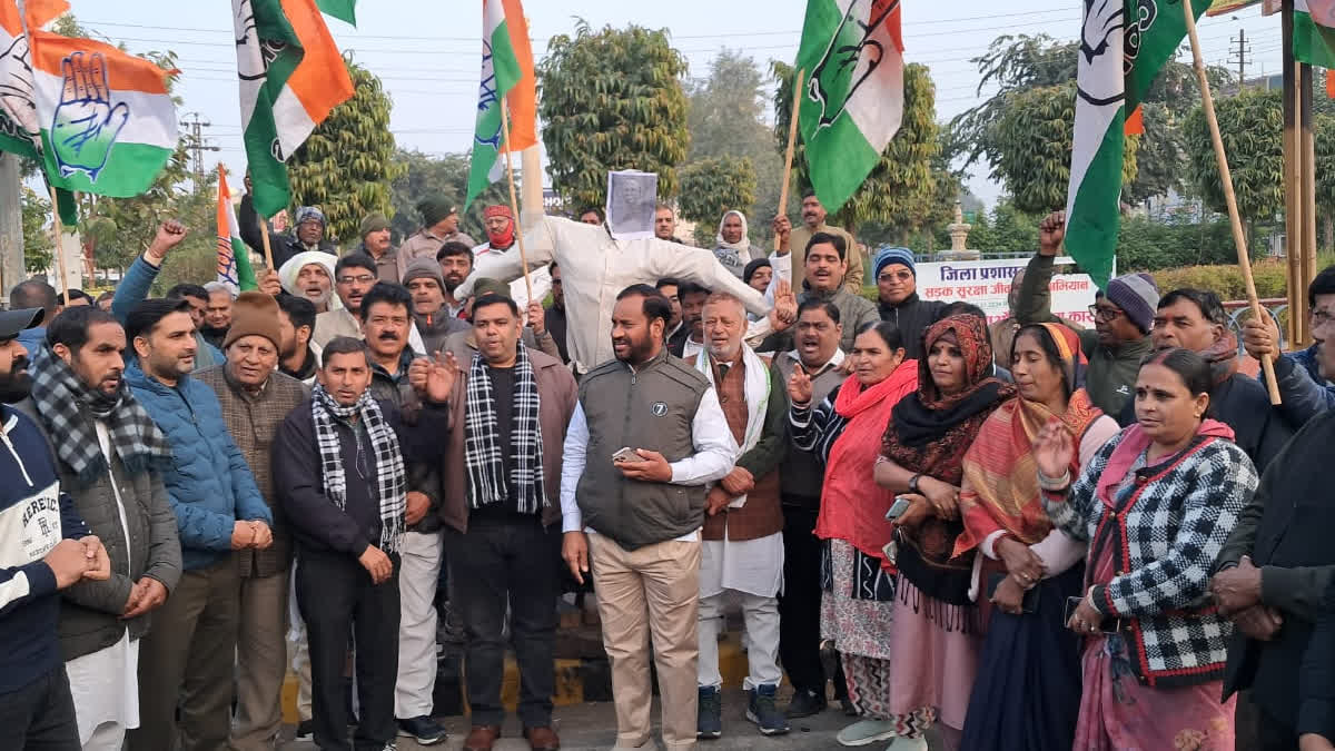 Congress Workers Protested In Alwar