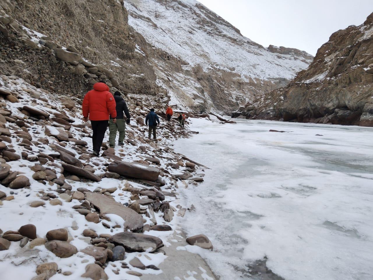 Advanced Recce Team in action for Chadar trek 2025 on January 3.