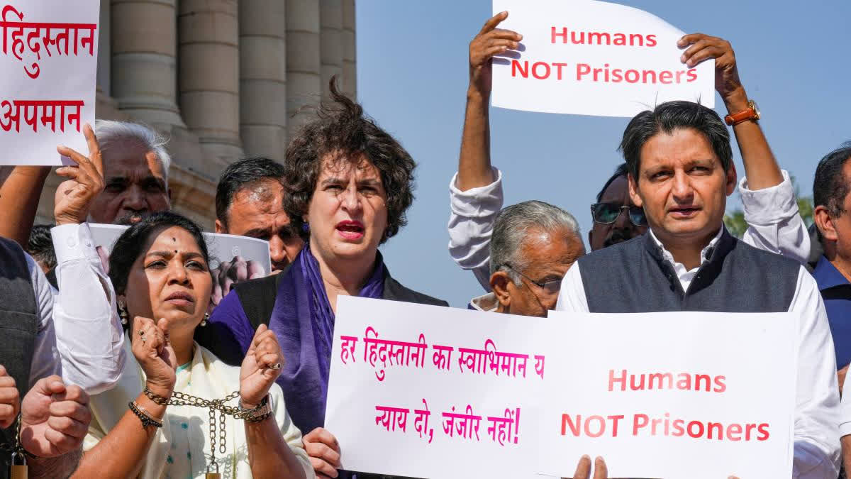 Priyanka Gandhi criticised the government over the deportation of illegal Indian immigrants from the US, demanding answers from PM Modi and EAM Jaishankar.