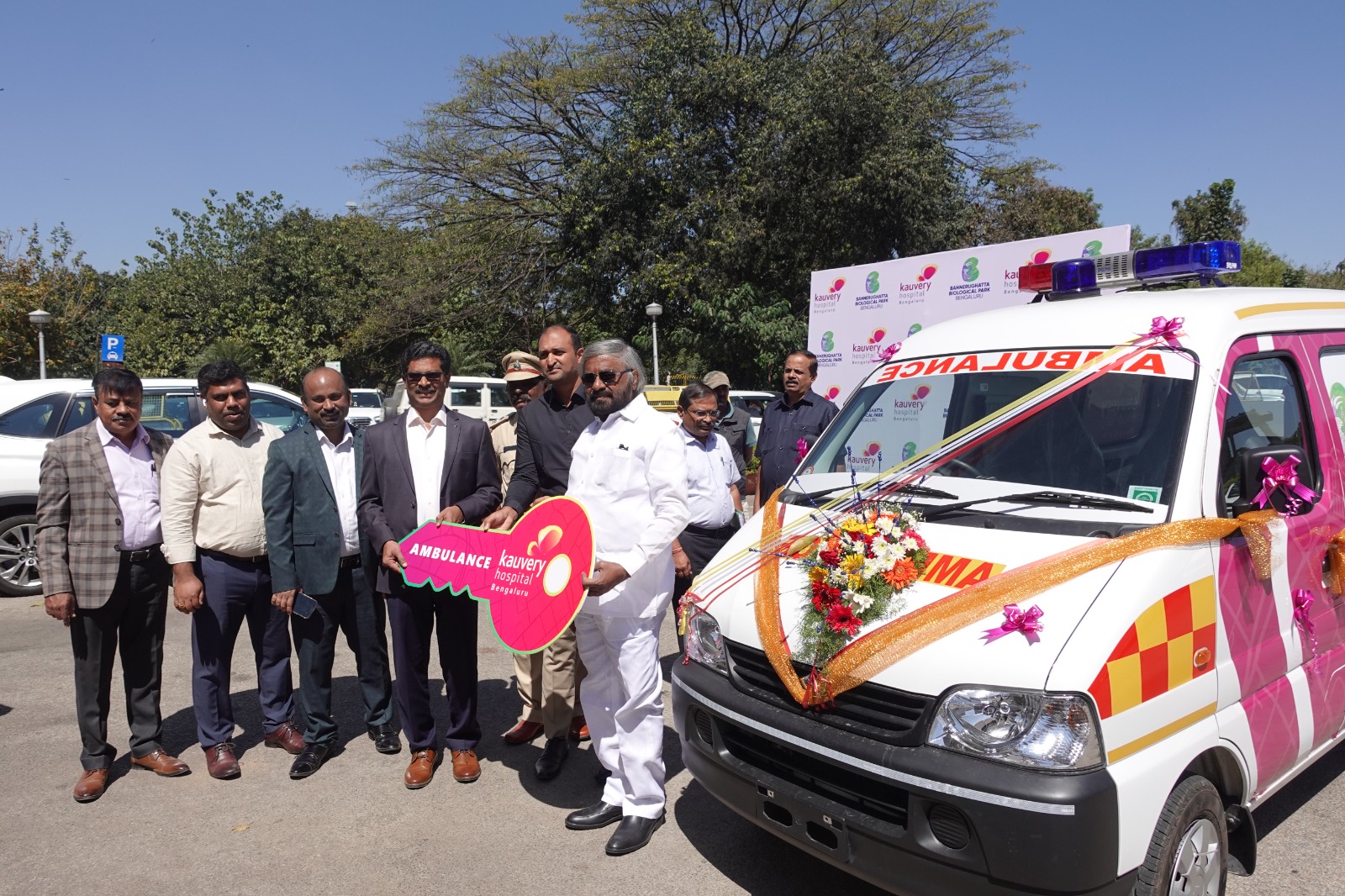 CAUVERY HOSPITA DONATES AMBULANCE