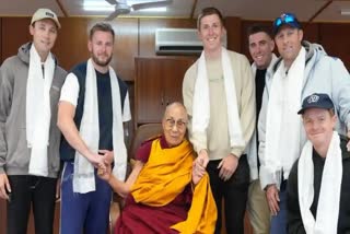 ind vs eng england players meet dharmaguru dalai lama before 5th test in dharamshala