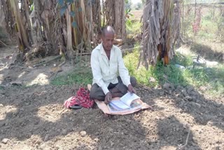 Biswanath Pramanik  studies at his field.
