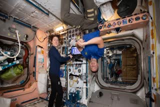 Astronauts aboard International Space Station