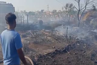 Fire in slums in Karnal