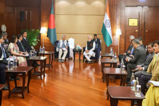 Indian Ministry of External Affairs, Indian Prime Minister Narendra Modi, center right, speaks with Bangladesh's Chief Adviser Muhammad Yunus during a bilateral meeting on the sidelines of the BIMSTEC Summit, in Bangkok, Thailand