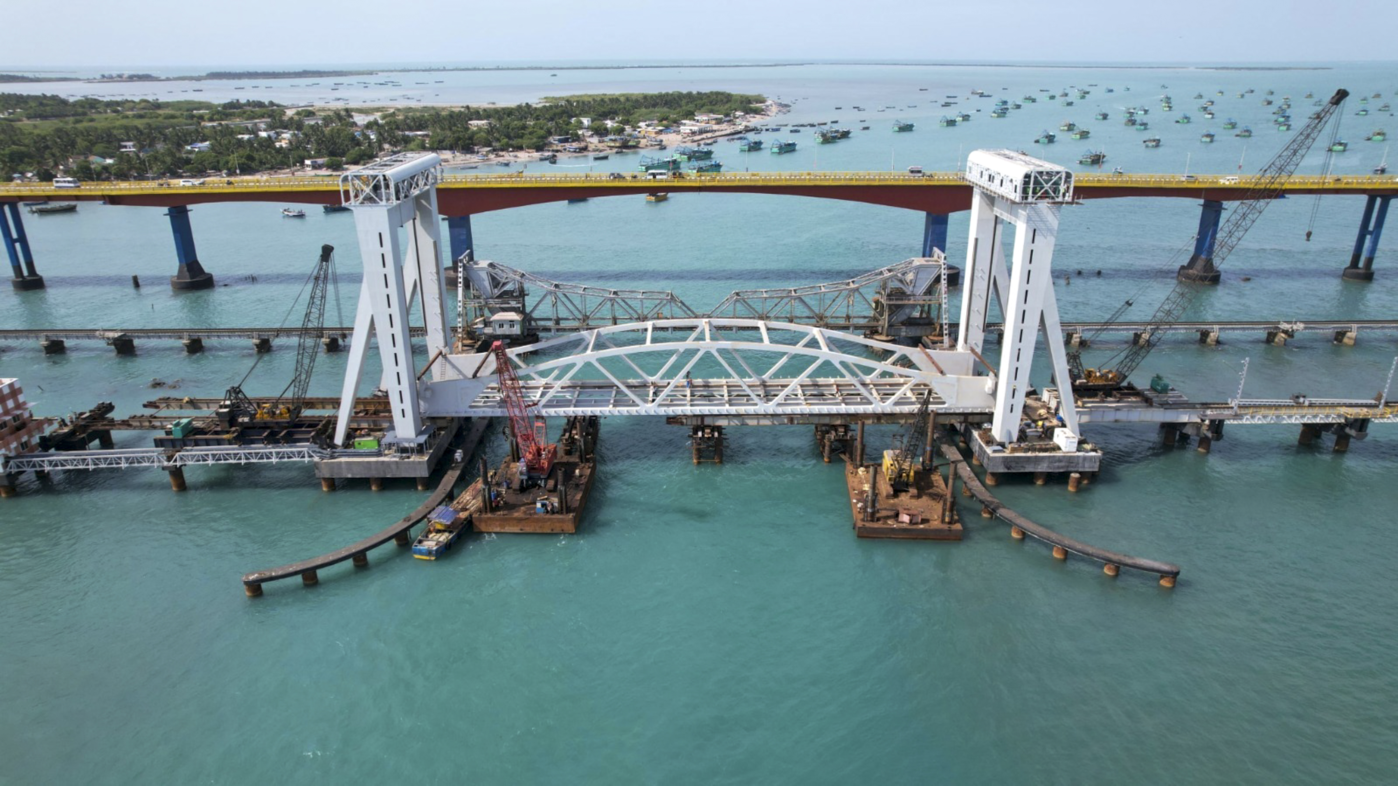 The new Pamban Bridge, connecting Rameswaram with mainland India