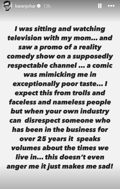 Comedian Kettan Singh apologises after his mimicry on Madness Machayenge - India Ko Hasayenge upsets Karan Johar. Singh conveys his admiration for Karan's work and clarifies that his intent was not to hurt but entertain.