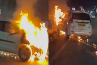 A CAR CAUGHT FIRE IN UJJAIN