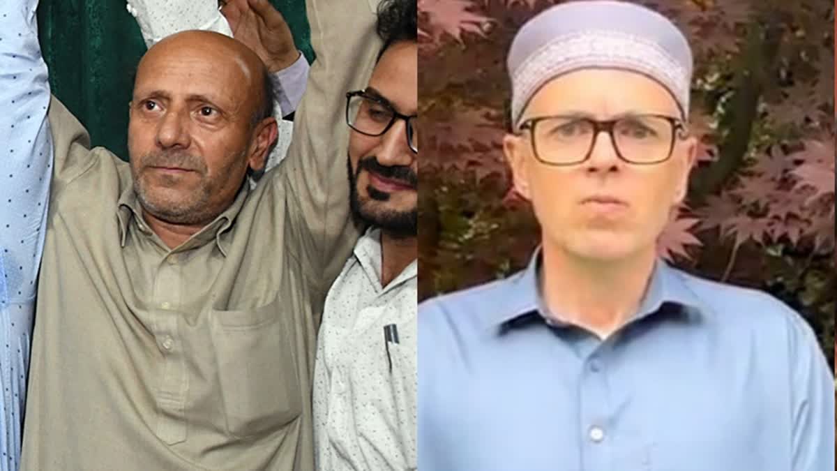 Er Rashid (L) and Omar Abdullah