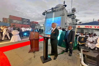 EAM Jaishankar, Zanzibar President Hussein Ali Mwinyi attend reception onboard INS Trishul