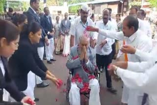 Showering Flowers On Retired Judge