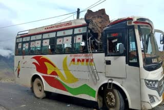 ROCK FELL ON A BUS IN SIRMAUR