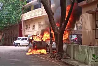 Fire Broke Out While Changing the Battery in the Car In Hyderabad