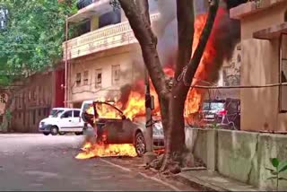 Fire Broke Out While Changing the Battery in the Car In Hyderabad