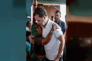 Leader of Opposition in the Lok Sabha Rahul Gandhi meets the victims' family members of the tragic Hathras stampede incident, in Hathras on July 5.