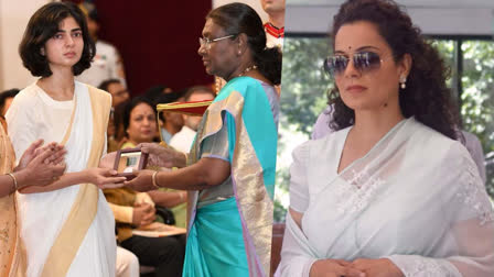 Kangana Ranaut shares a poignant moment on social media, highlighting the emotional scene at Rashtrapati Bhavan where Captain Anshuman Singh's widow and mother received his posthumous Kirti Chakra. The actor-turned-politician describes the young widow's profound grief and undying love for her husband.