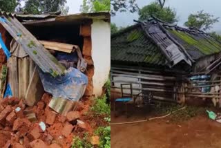 ಮನೆಯ ಗೋಡೆ ಕುಸಿದಿರುವುದು