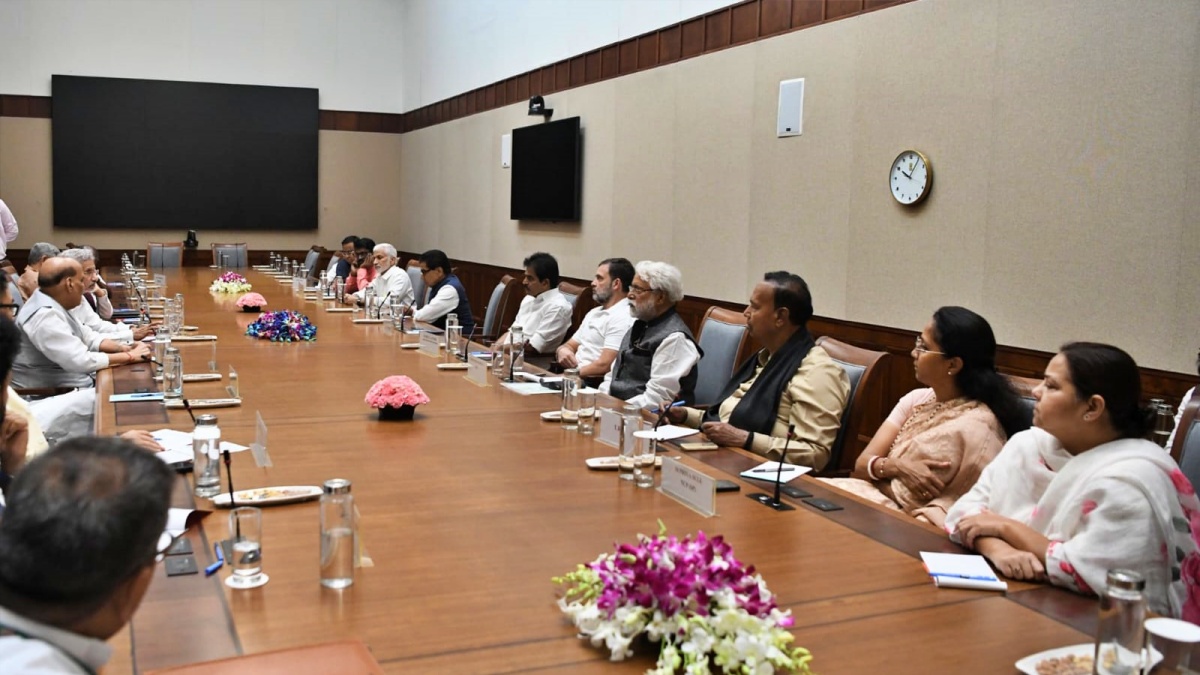 MPs including Rahul Gandhi during all-party meeting on Tuesday.