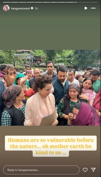 Bollywood actor Kangana Ranaut recces flood-hit areas of Himachal Pradesh