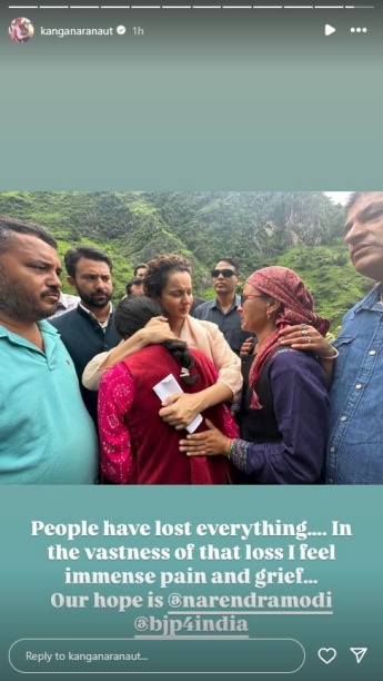 Bollywood actor Kangana Ranaut recces flood-hit areas of Himachal Pradesh