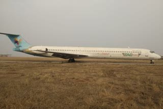 Bangladeshi Aircraft McDonnell Douglas (MD)-83 stuck at Swami Vivekanand Airport, Raipur