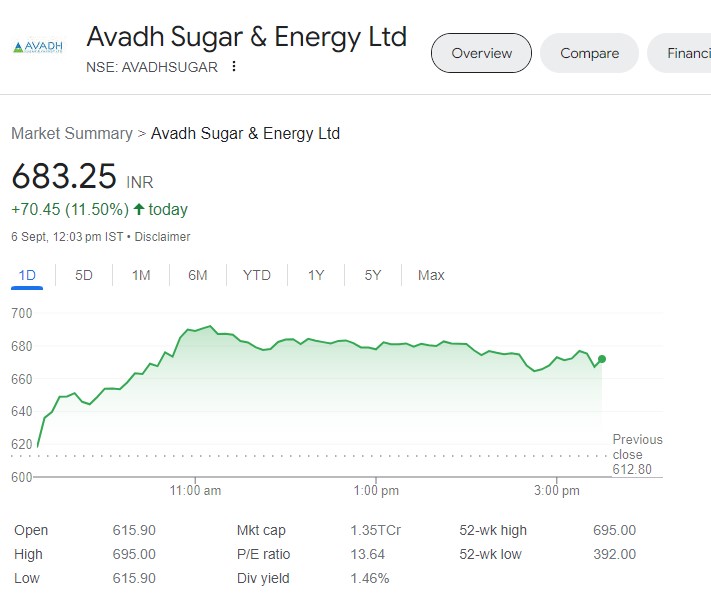 Shares of Avadh Sugar and Energy Limited