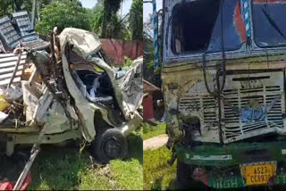 Assam accident  ട്രക്കും ടാറ്റ മാജിക്കും തമ്മിൽ കൂട്ടിയിടി  അസം വാഹനാപകടം  അസമിൽ ട്രക്കിടിച്ച് 7 മരണം  ടിൻസുകിയ അപകടം  Truck Collides with Tata Magic  Tinsukia Accident  Truck accident death assam