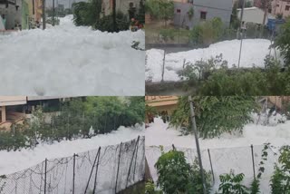 chemical foam covers Hyderabad streets