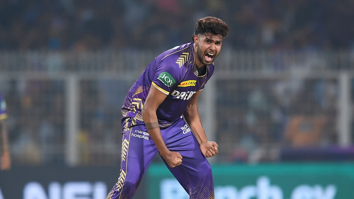 Pacer Harshit Rana's iconic flying kiss celebration, something for which he was fined during the Indian Premier League (IPL) 2024, made headlines on the opening day after he celebrated the wicket of Ruturaj Gaikwad in his style during a Duleep Trophy match between India C and India D in Anantapur on Thursday