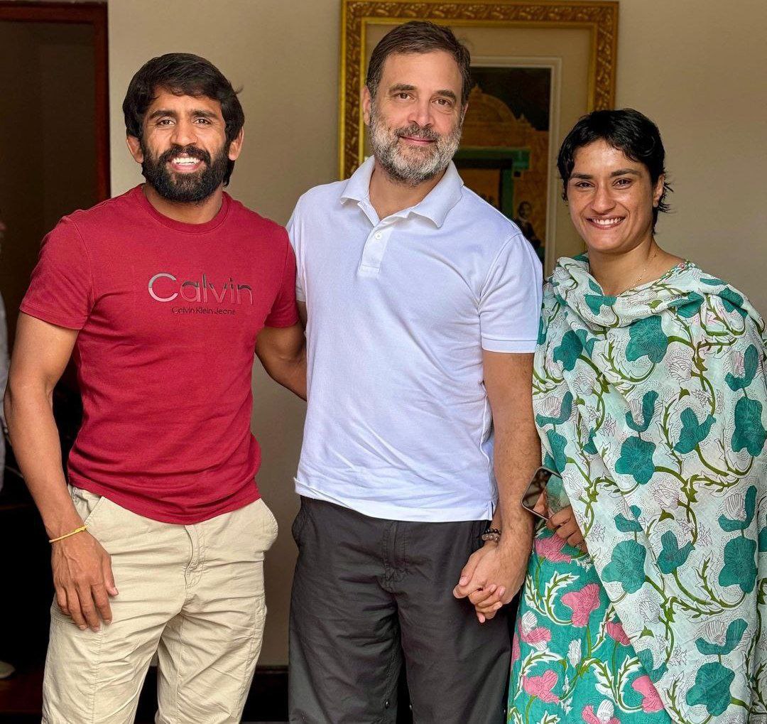 Wrestler Vinesh Phogat Join Congress Bajrang Punia Haryana Assembly Elections 2024 Brij Bhushan Sharan Singh