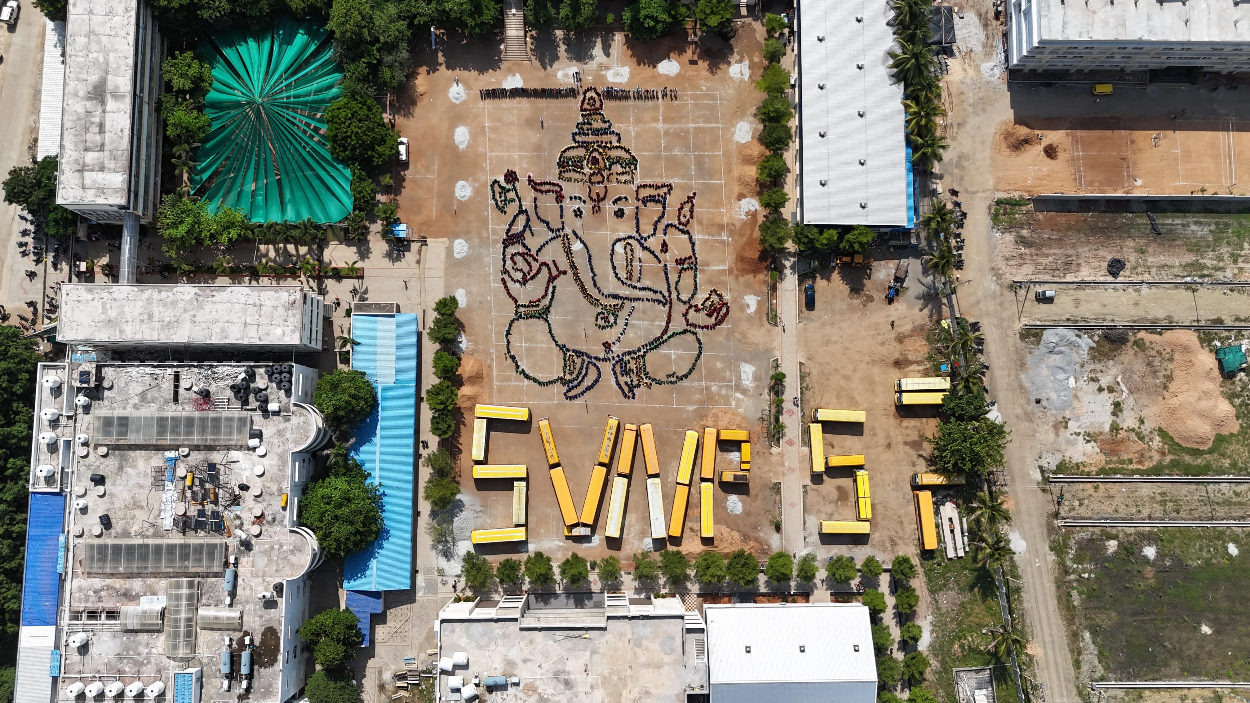 Huge Ganesh Idol Creation By Two Thousand Students