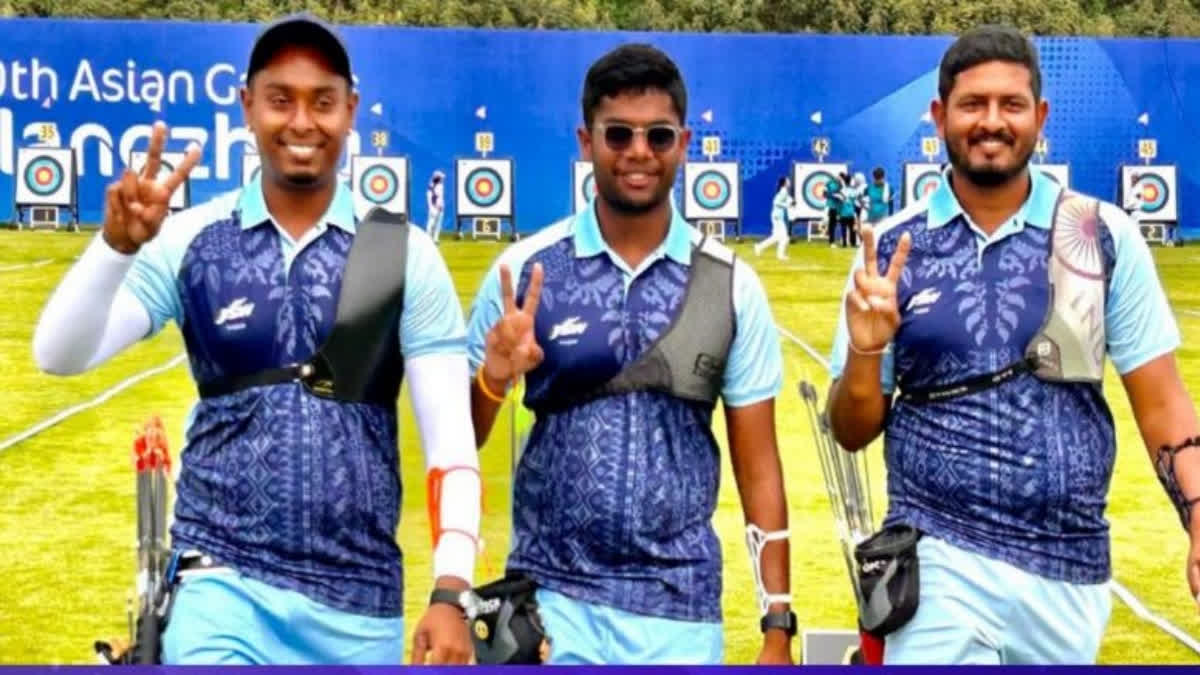 India trio of Atanu Das, Dhiraj and Tushar settled for silver clinched gold in the Archery recurve event at the ongoing Asian Games.